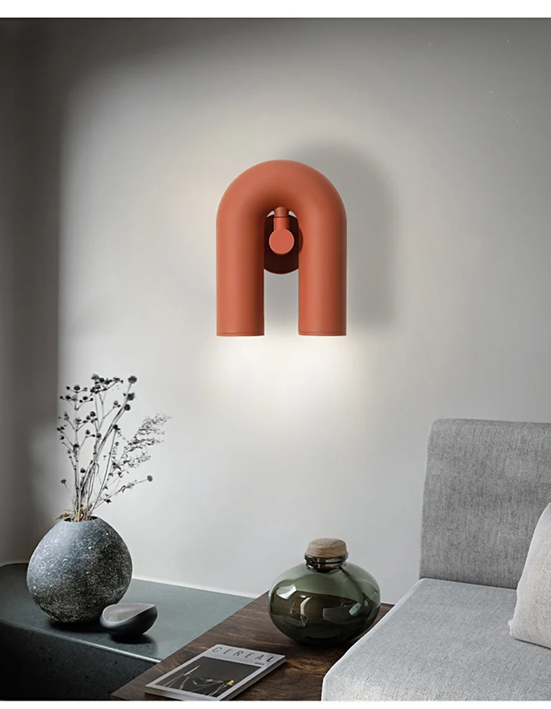 

Скандинавский светодиодный настенный светильник U-образной формы, художественные лампы для спальни, прикроватной тумбочки, гостиной, коридора, ТВ-фона, дома, простой декор, светильник