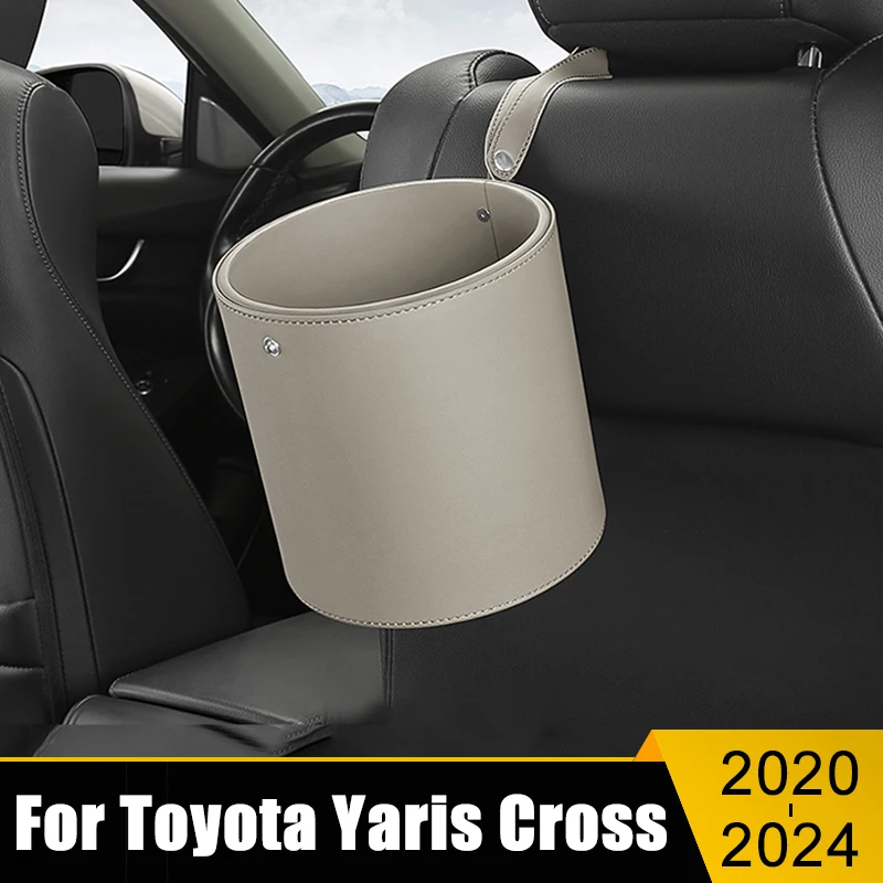 

For Toyota Yaris Cross 2020 2021 2022 2023 2024 Universal Portable Car Circular Trash Can Garbage Pocket Sundries Bin Organizer