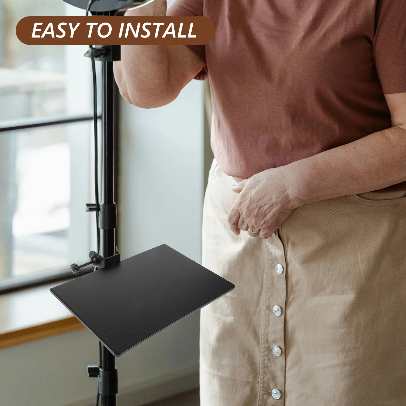 

Adjustable Microphone Stand Tray Metal Clamp-on Rack Holder for Sound Cards Live Streaming Recording Karaoke Mic Stand Table