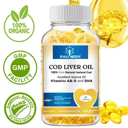 Natural Cod Liver Oil Softgels - Rich in Omega-3, EPA, DHA, Vitamin A, D - Supports Heart, Brain, Immune, Joint and Eye Health