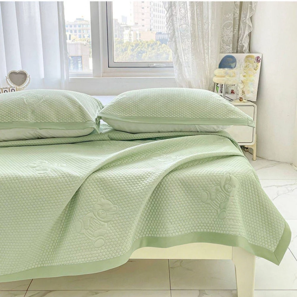 Summer Ice Bean Cooling Mat Bed Fitted Mattress Pads Anti-Slip Air Conditioner Sleeping Sheet Breathable Cool Feeling for Home