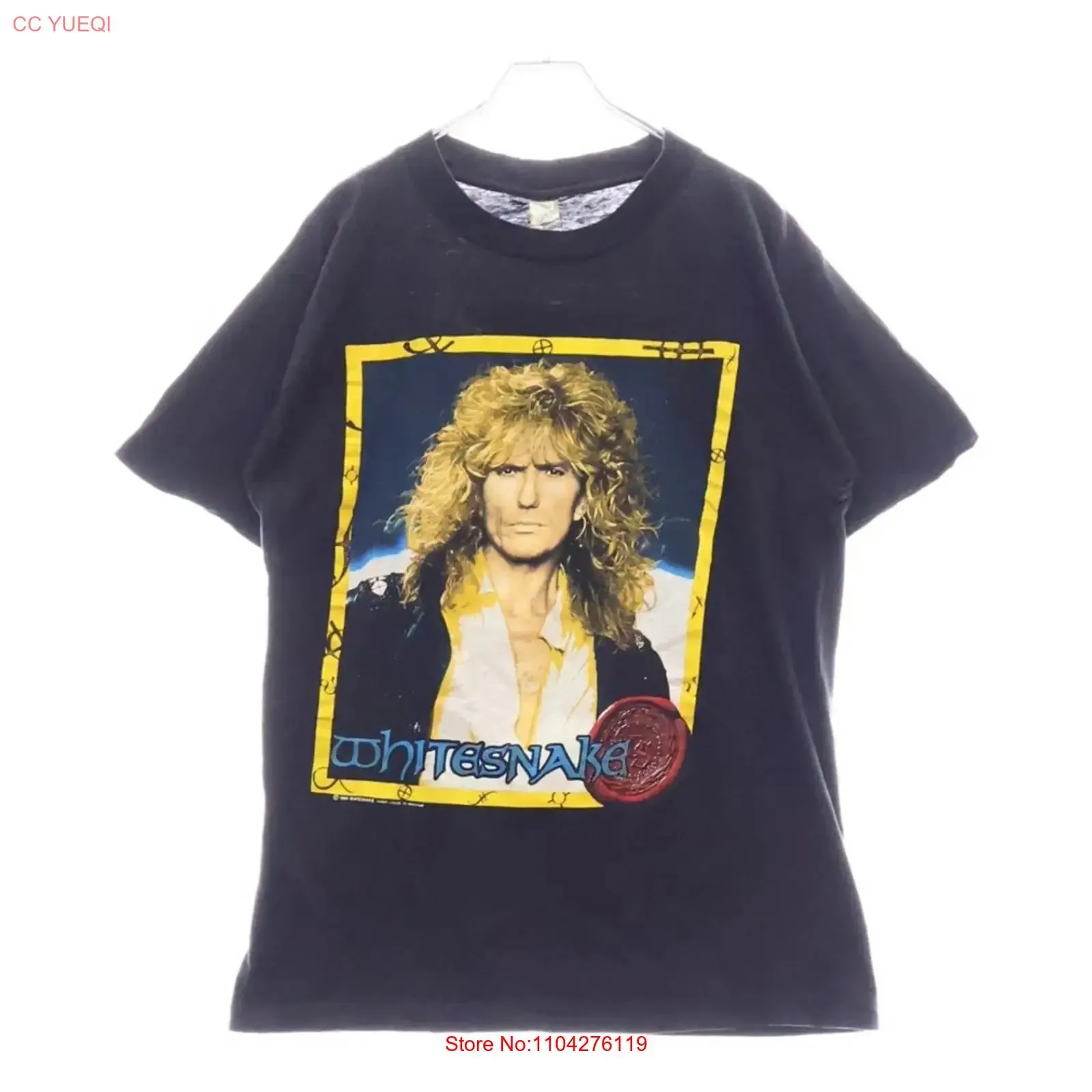 Винтажная футболка WHITESNAKE 1990 года, японский тур, 90-е годы, б/у, 6b0e, винтажная, с эффектом потертости, мужская, стритвир, слегка эластичная.