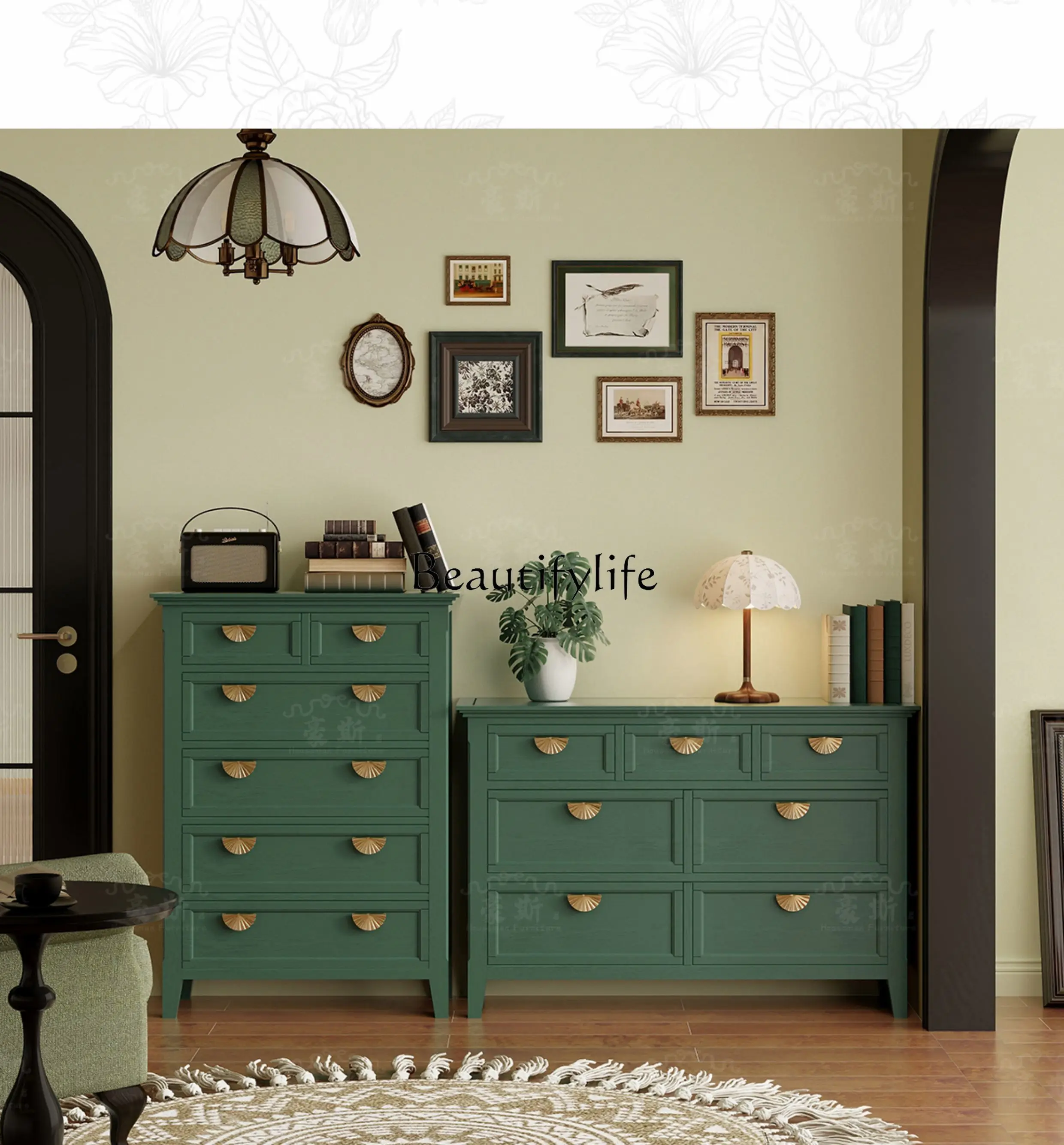 

American retro living room drawer cabinet six or seven bucket combination large-capacity storage cabinet