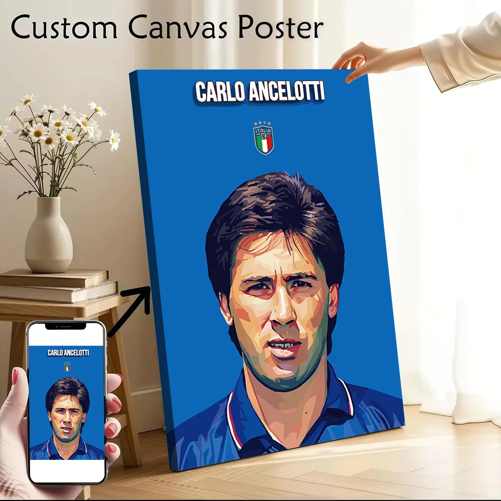 Carlo Ancelotti Pop Art Portrait Printed Canvas Poster Personalized High Quality Wall Art Paintings for Decoration Living Room