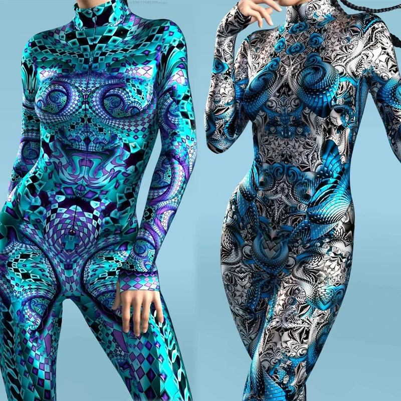 

Moroccan Style Image Pattern Women Cosplay Punk Jumpsuit Costume Mädchen Holiday Party Stage Fancy Performance Bodysuit