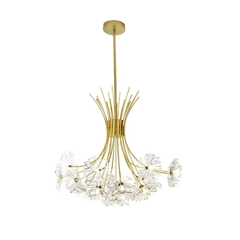 Bionic Petals Ceiling Chandelier Crystal Hanging Lamp for Living Room Dining Room Bedroom Hall Hotel Decoration Holding Flowers