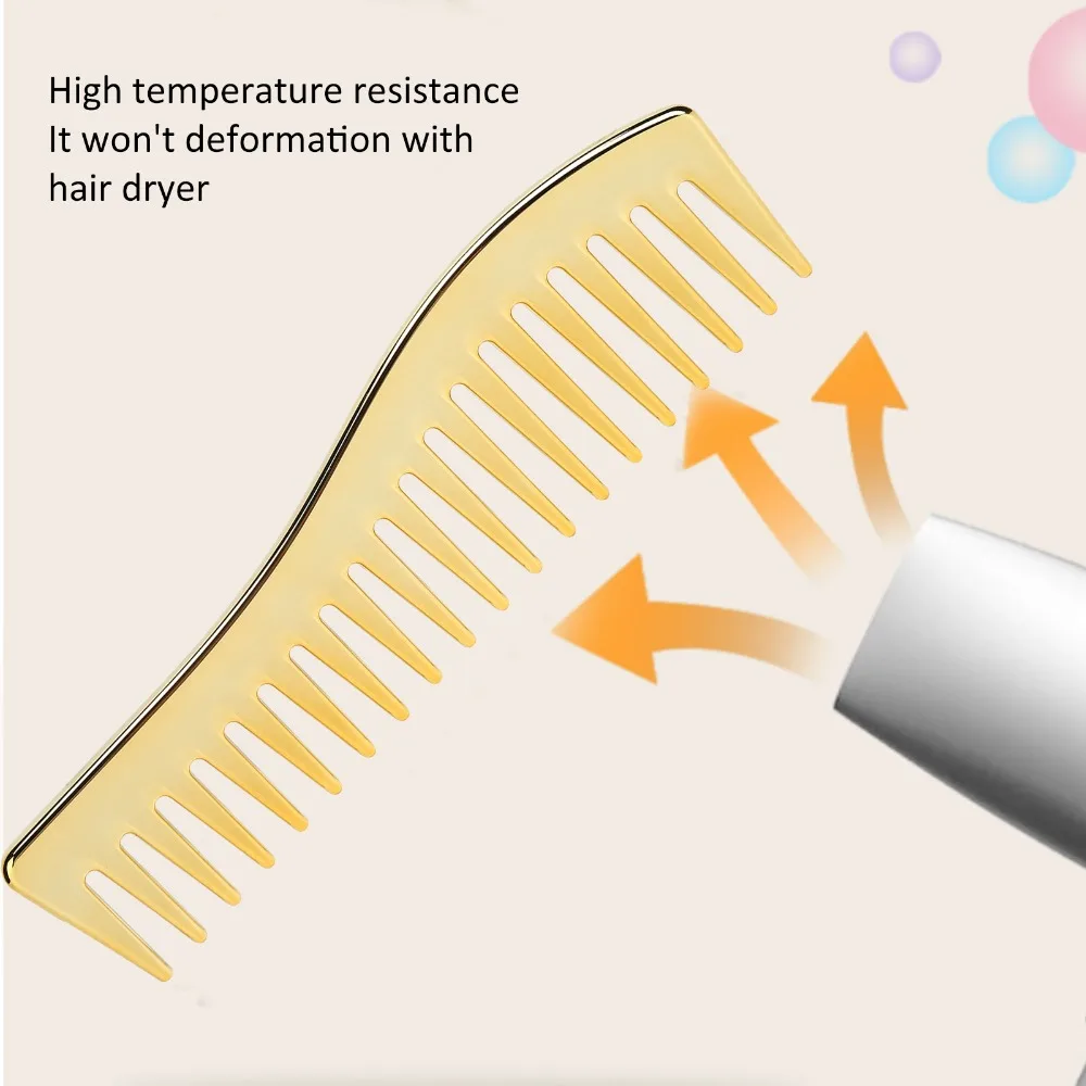 No Handle Wide Tooth Comb Plastic Large Size Detangling Comb Gold Color Wide Tooth Design Paddle Hair Comb Home Use