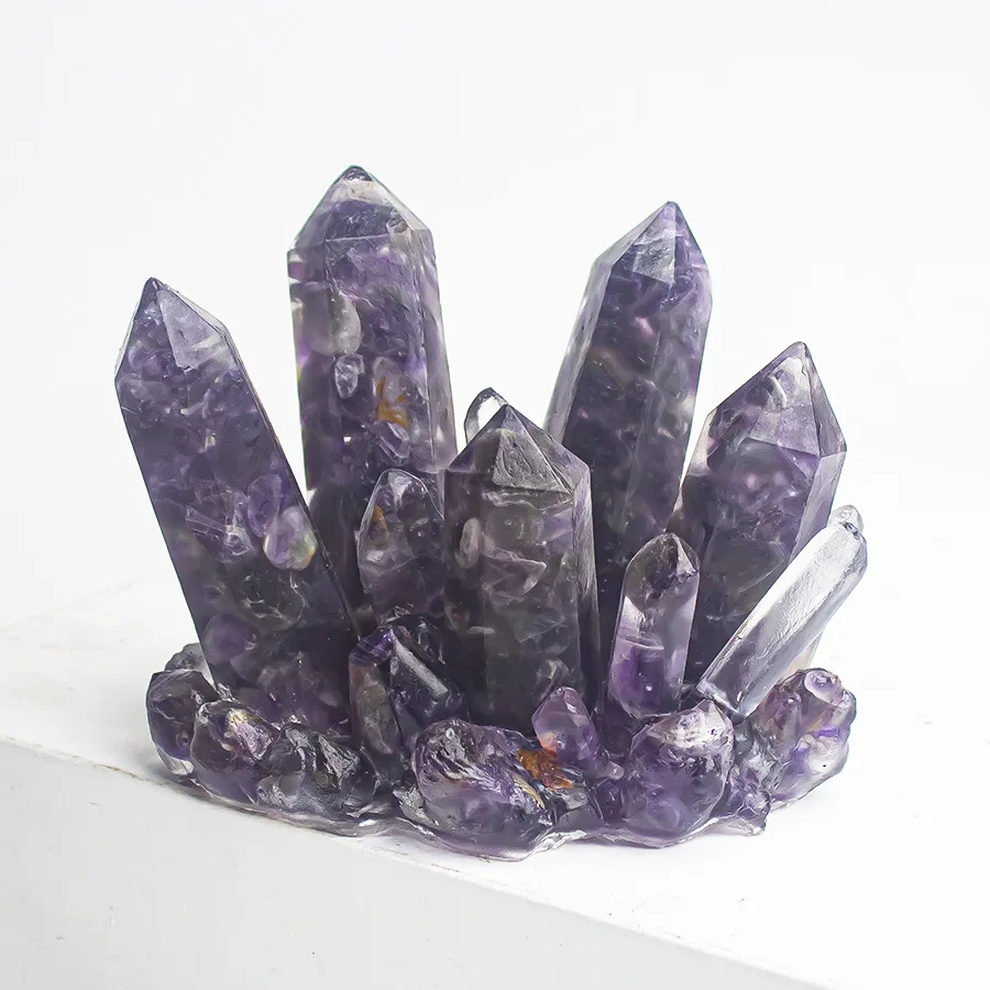 

Mineral Healing Home Decoration Specimen Gift 200g Natural Rare White Crystal Amethyst green aventurine Cluster Mineral Craft