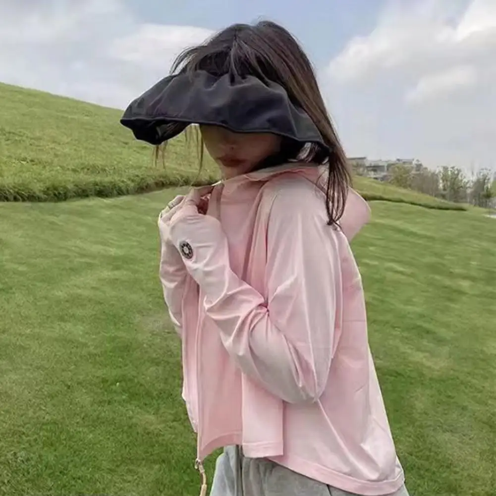 Hooded Sun Protection Coat Women’s Ice Silk Sun Protection Jacket Quick-drying Hooded Long Sleeve Shirt Lightweight