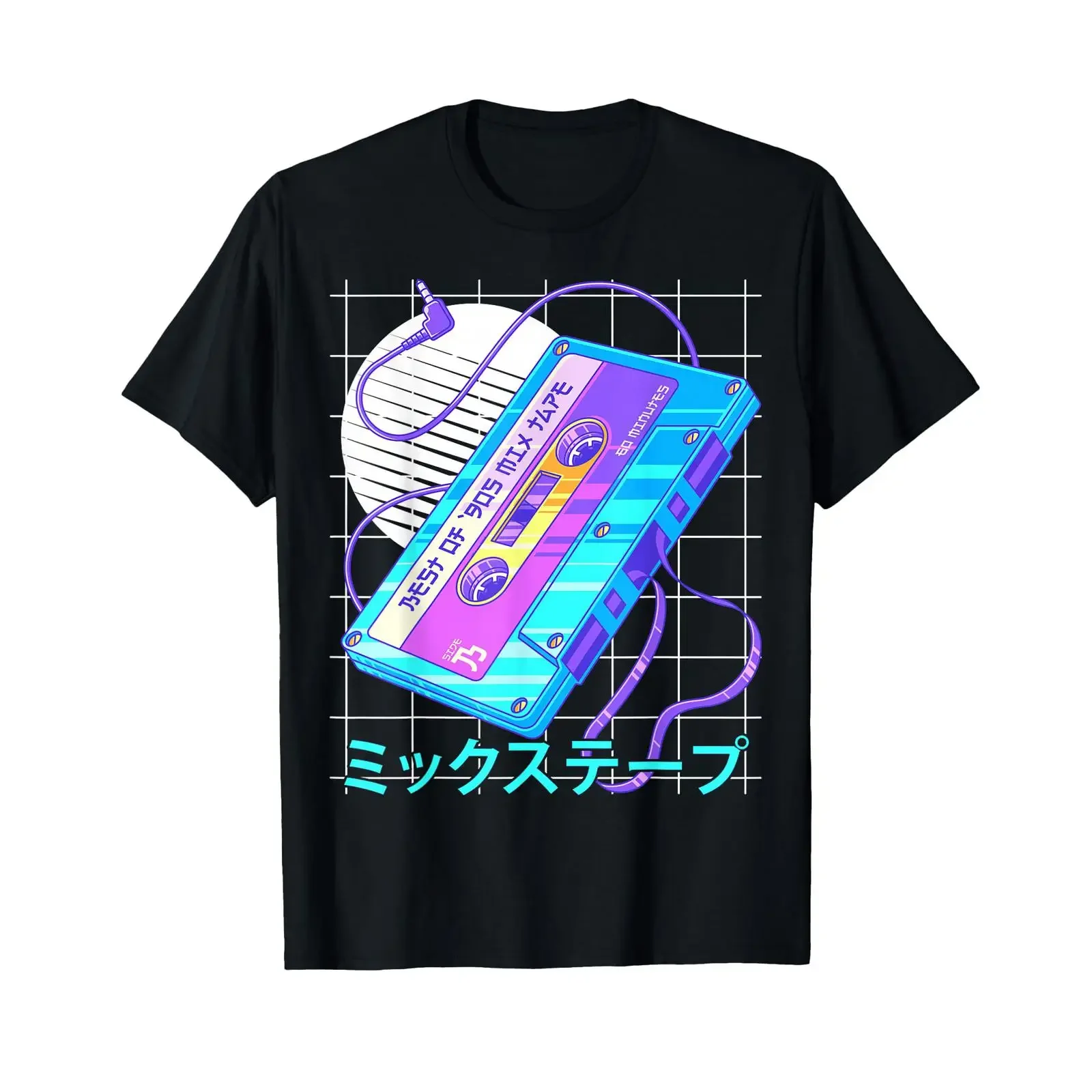 90s Japanese Otaku Vaporwave Aesthetic Retro Art Mixtape T Shirt vintage Washed designer clothes Breathable Casual Soft