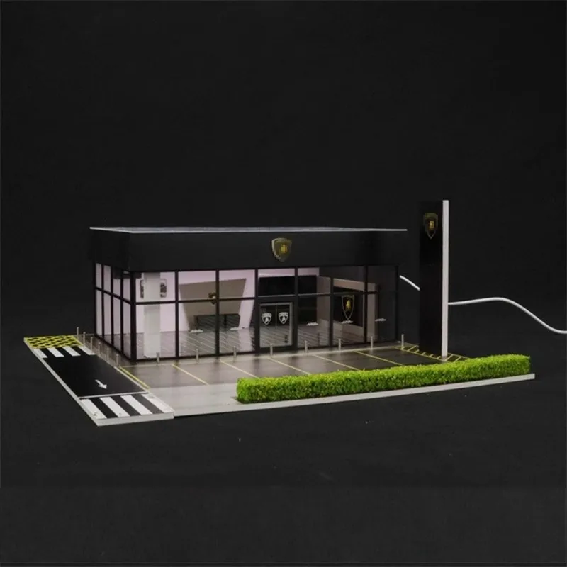 G-FANS 1:64 Lamborg-hin Architecture Diorama And LED Light Simulation Assembly Scene Model