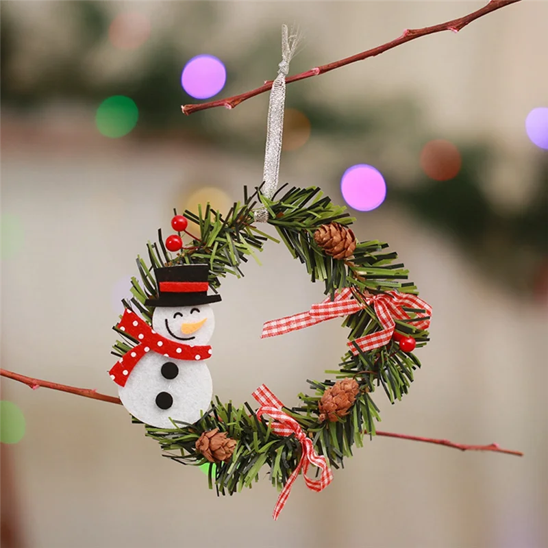 AA80-إكليل عيد الميلاد ديكور عيد الميلاد جارلاند الديكور عيد الميلاد ثلج-باب معلق مخاريط الصنوبر
