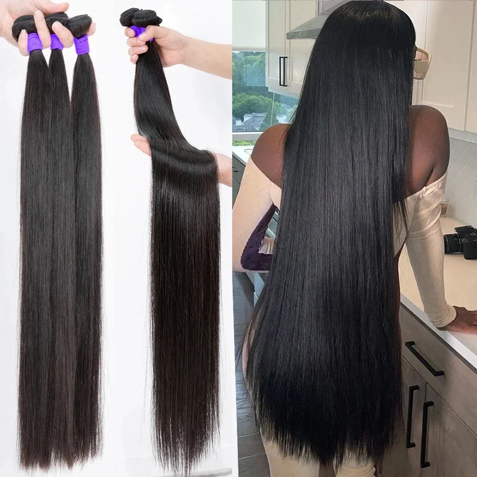 30 32 Inch Bundles Hair Brazilian Human Hair Weave Bundles Raw Virgin Remy Hair Bone Straight Bundles Extensions tissage