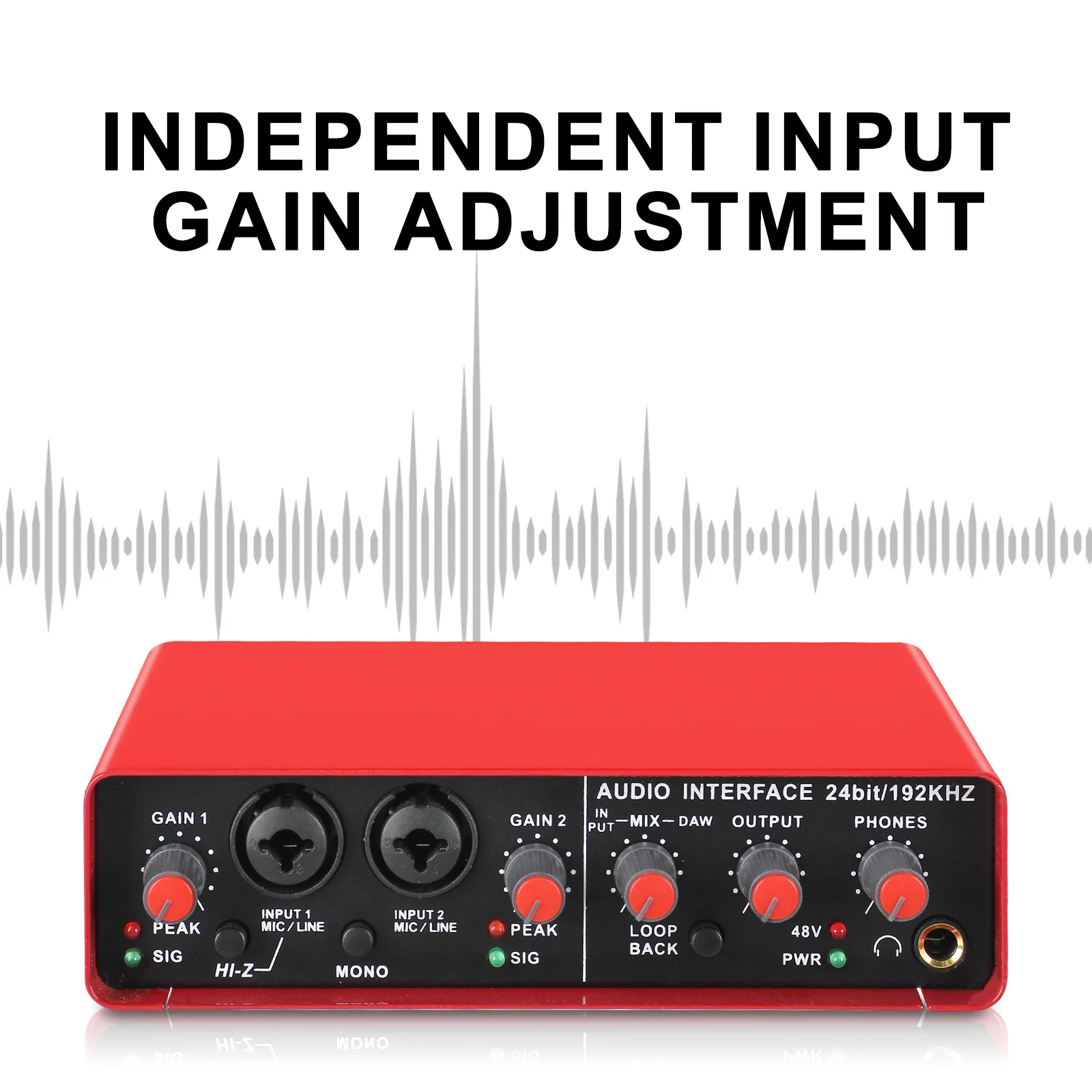 Interfaz de Audio USB con Micrófono de 24Bit/96kHz para Grabación de Música, Interfaz XLR con Alimentación Phantom, Caja de Audio para PC/Win/Mac