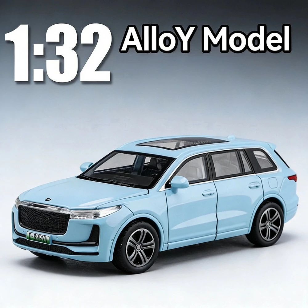 1:32 LEADINGIDEAL ONE NIO ES8 Auto Speelgoed Legering Diecast Modellen Deuren Geopend Geluid Licht Trek Nieuwe Energie Voertuigen Kinderen Aanwezig