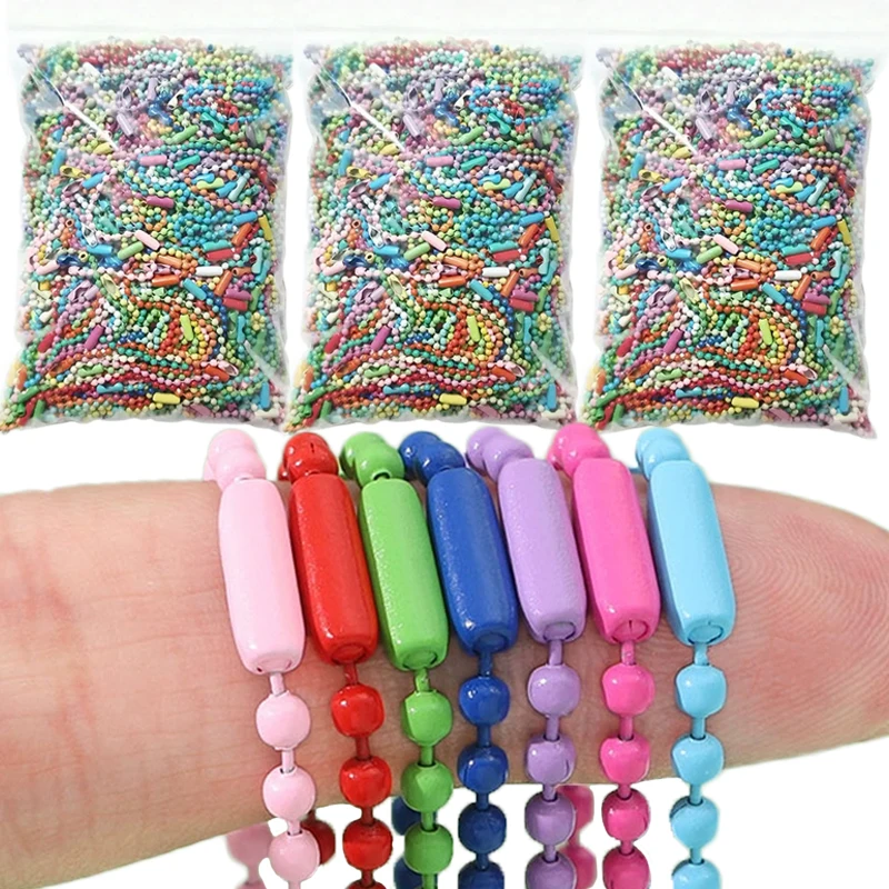 10/50pcs Colorful Ball Bead Chains Fits Key Chain/Dolls/Label Hand Tag Connector for DIY Bracelet Jewelry Making Accessorise