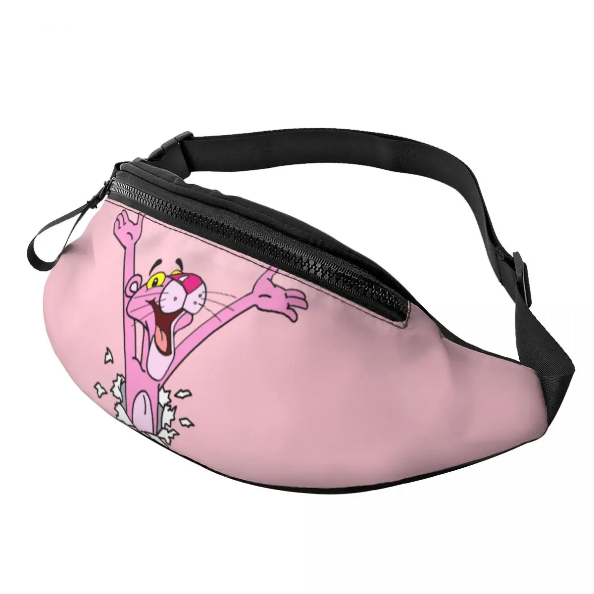 

Custom Cute Panthers Cartoon Fanny Pack for Men Women Cool Crossbody Waist Bag Cycling Camping Phone Money Pouch