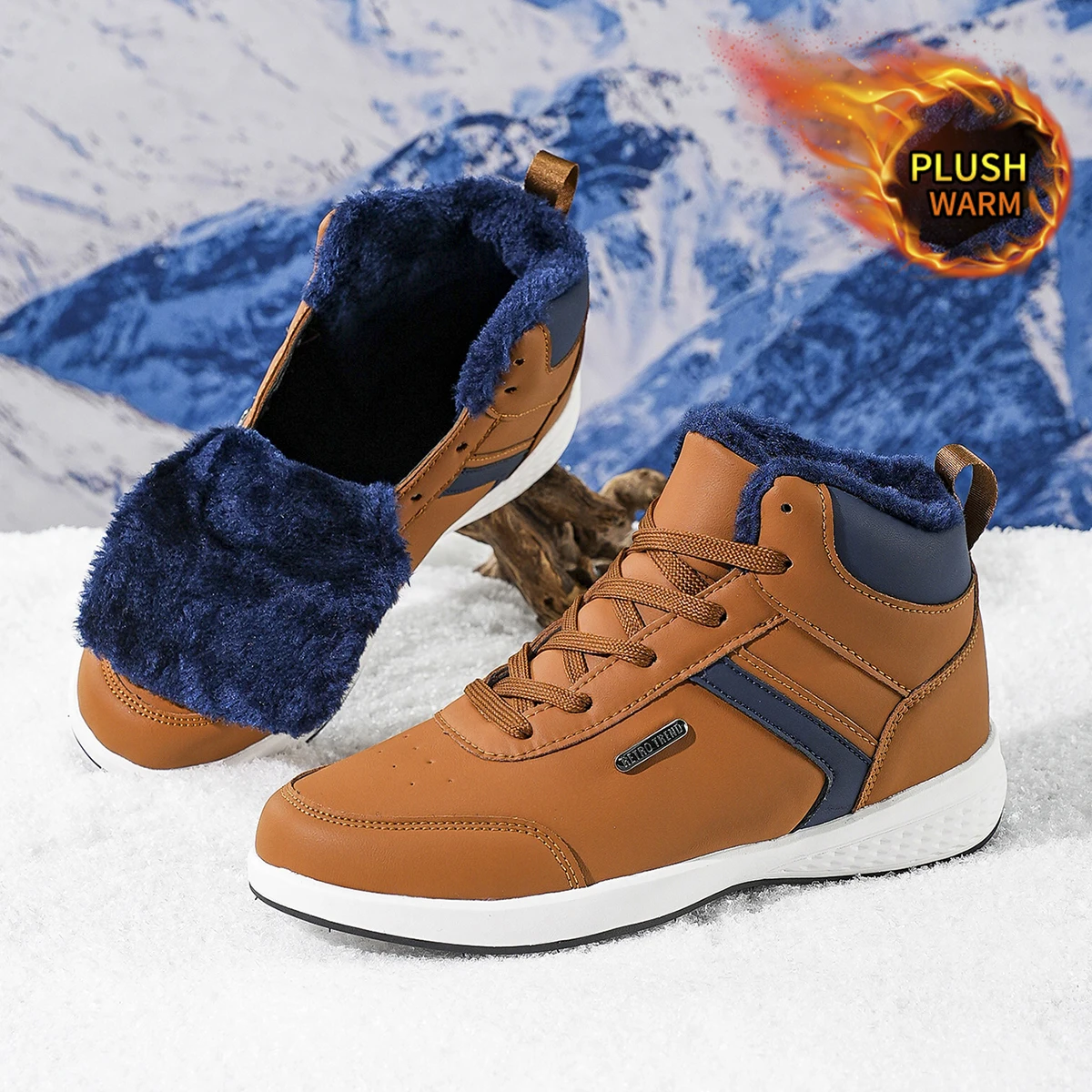 Herren-Sportschuhe in großen Größen mit Plüsch-Innenfutter, Outdoor-Wanderschuhe, bequeme, lässige, modische Trainingsschuhe für Paare – Detail 2