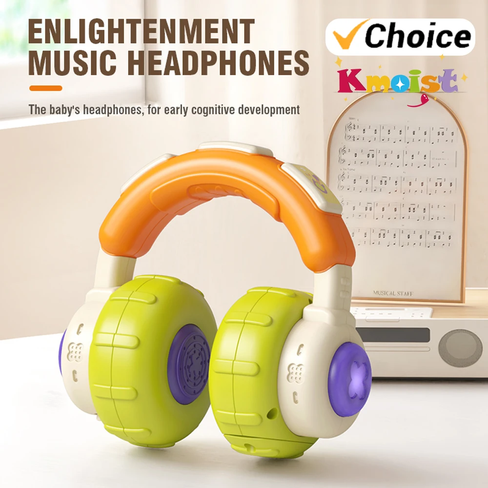 Fones de ouvido de música montessori brinquedos sensoriais desenvolvimento aprendizagem música microfone fone de ouvido com som light-up brinquedos para crianças presentes