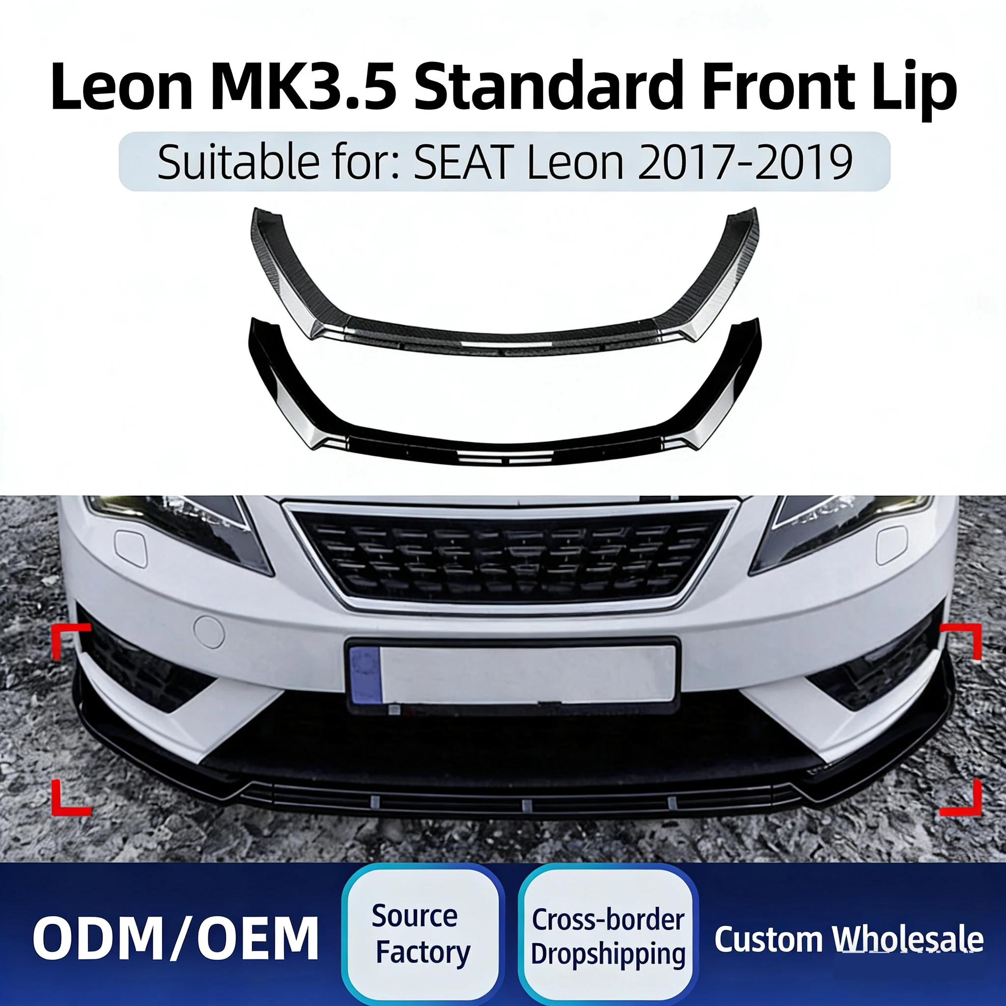 Sylvestron Front Lip Spoiler And Corner Wrap Compatible with Standard FR Models - Automotive Aesthetic Enhancement Kit