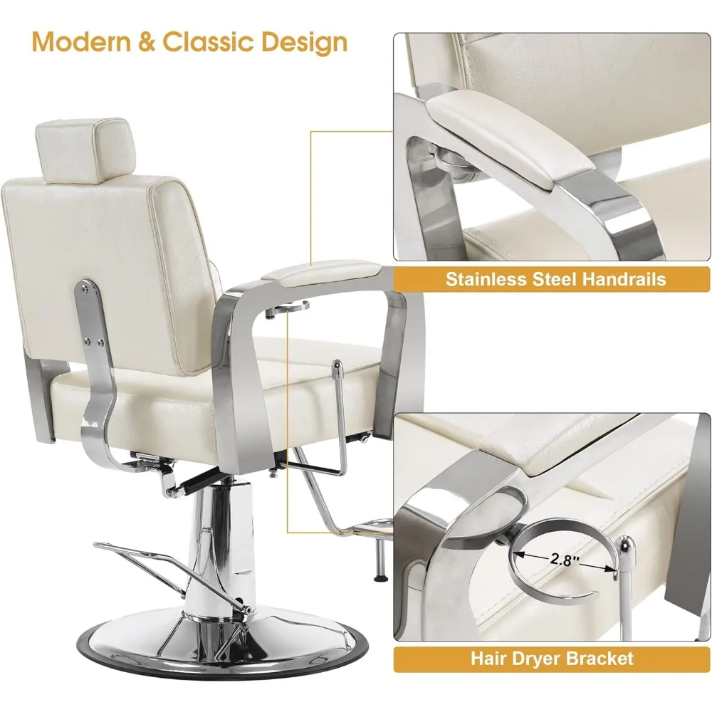 Barber Chair, Reclining Salon Chairs for Hairdressers, 330 Lbs, Salon Styling and Beauty Equipment, Shampoo Salon Chair