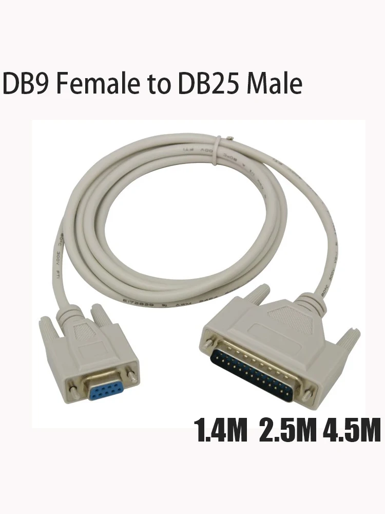 DB9 to DB25 cable RS232 female DB25 25PIN Male  to 9pin female For The ticket Printer Computer connctor Printer Cable 1.4M 2.5M