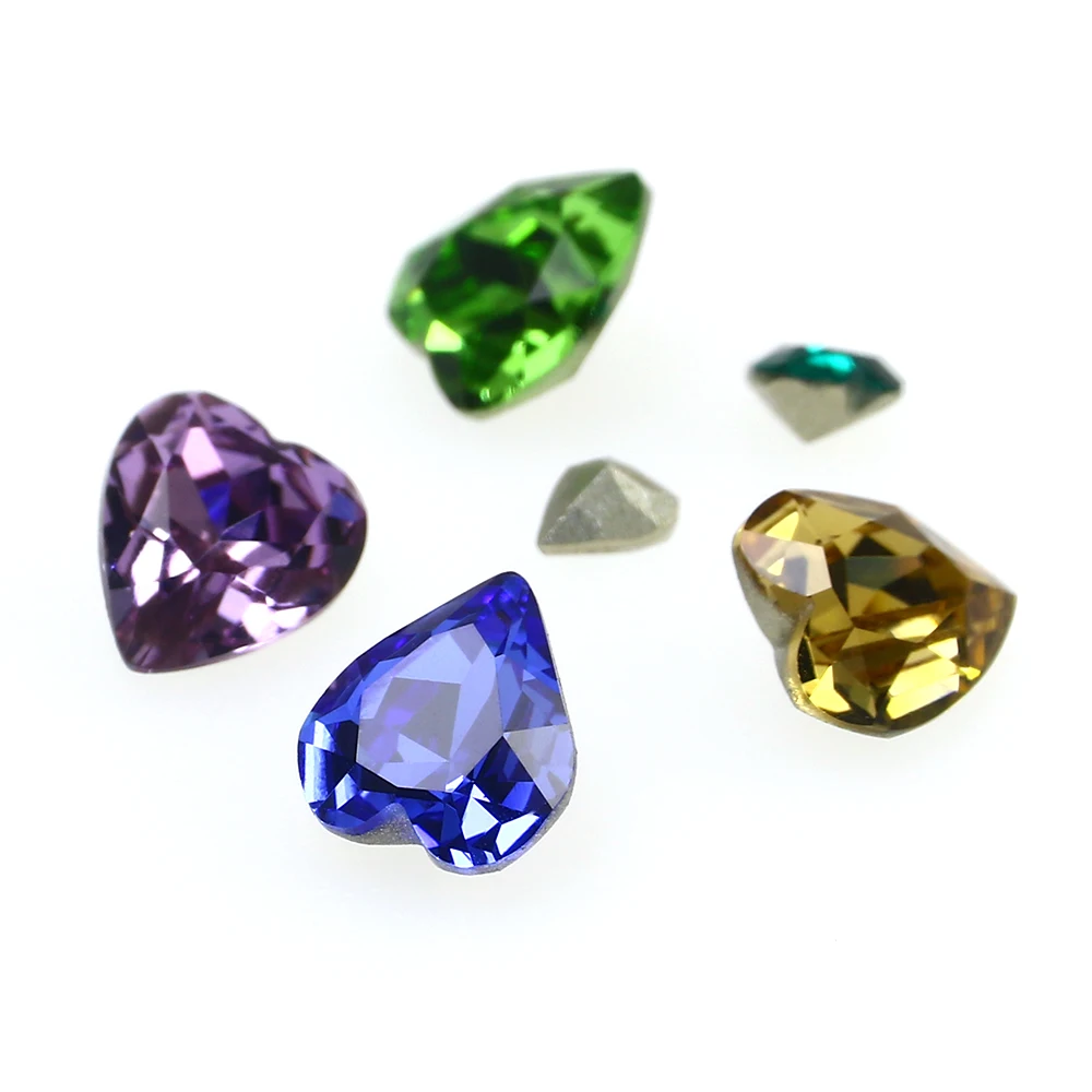 DongZhou Heart Shape K9 Crystal Fancy Stone Pointed Back Rhinestones Glue On Beads Glass Loose Diamond For Jewelry Making DIY