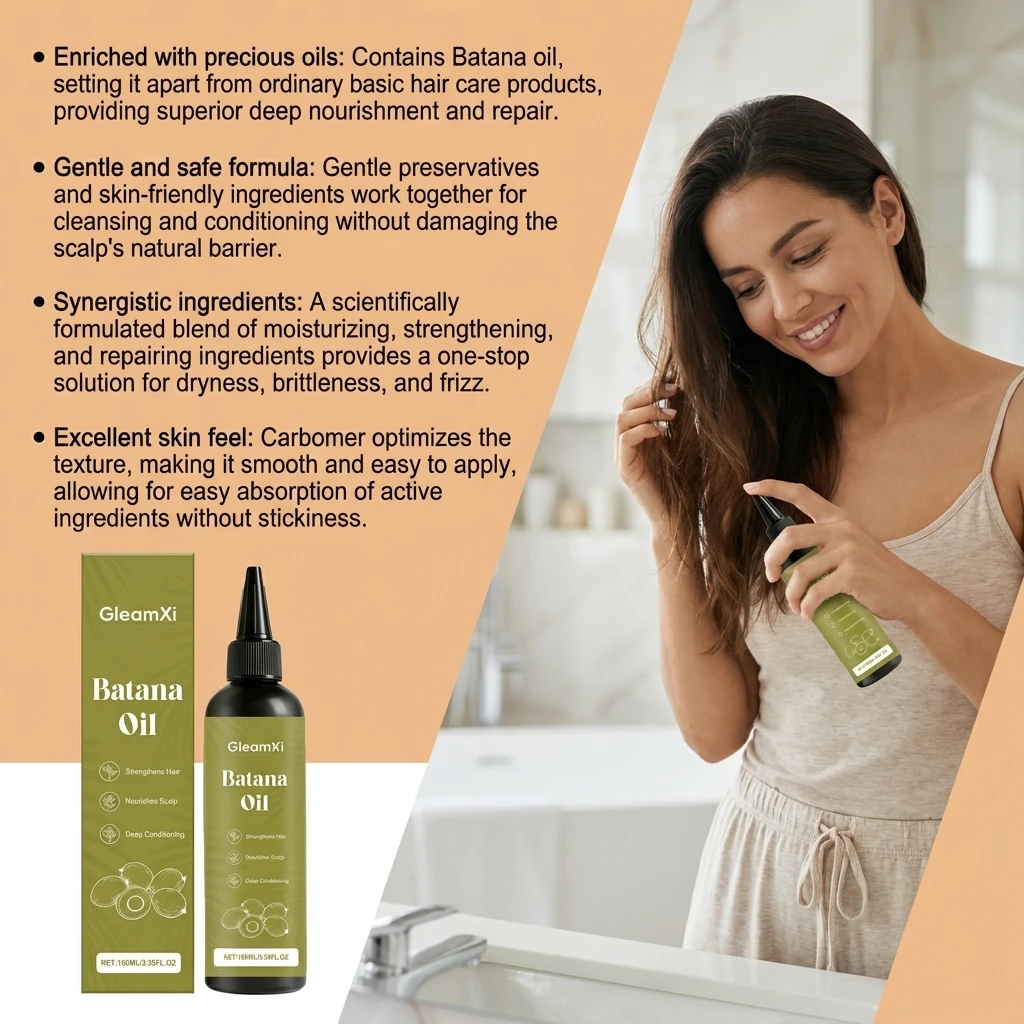 Gleamxi 100ml Batana Oil, Strengthens Hair, Nourishes Scalp, Deep Conditioning, Lightweight, Moisturizing, Smooth, Hair Care Oil