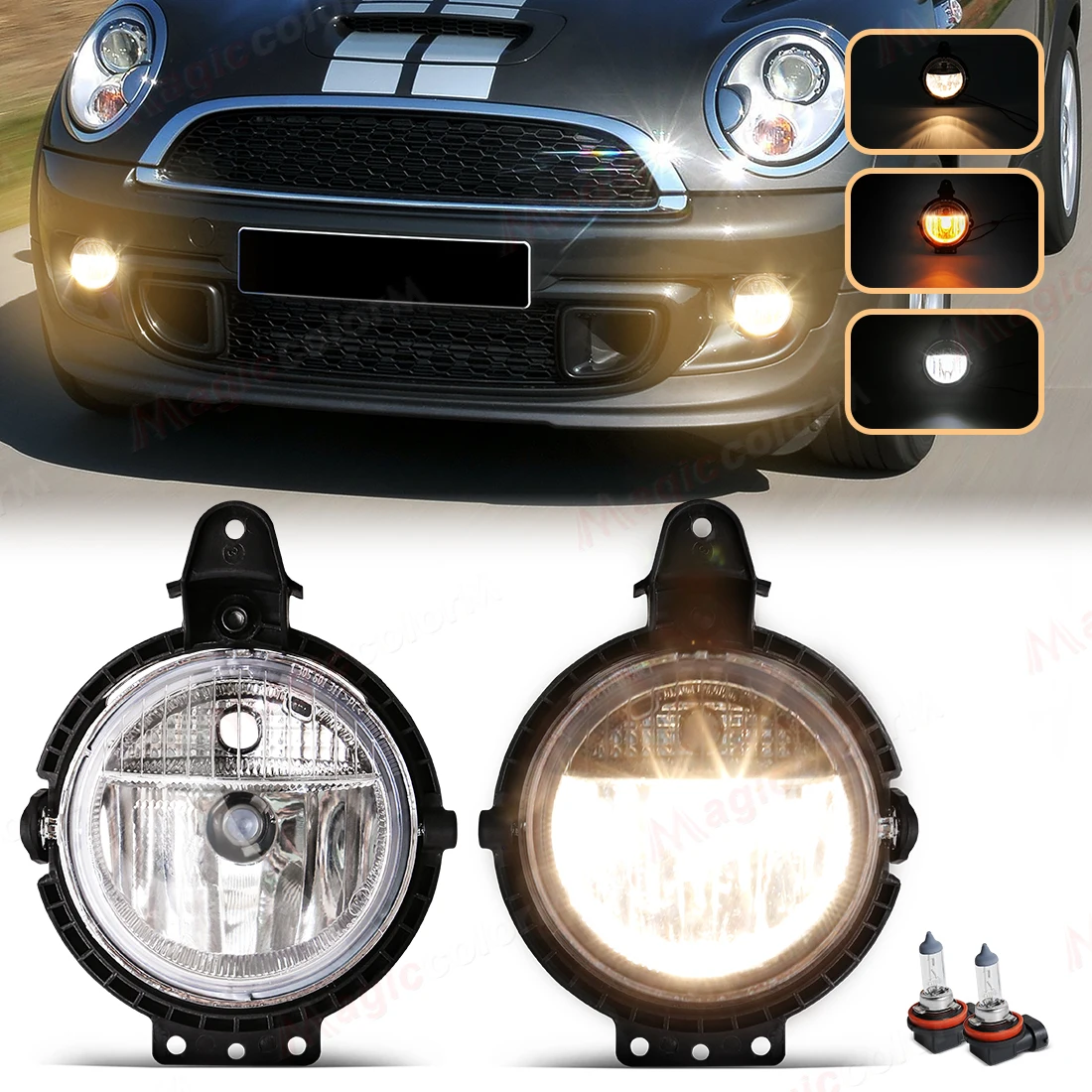 For BMW Mini Cooper 2007 2008 - 2015 R55 R56 R57 R58 59 Fog Lights Headlight Front Driving Lamp Halogen LED Bulbs 63172751295