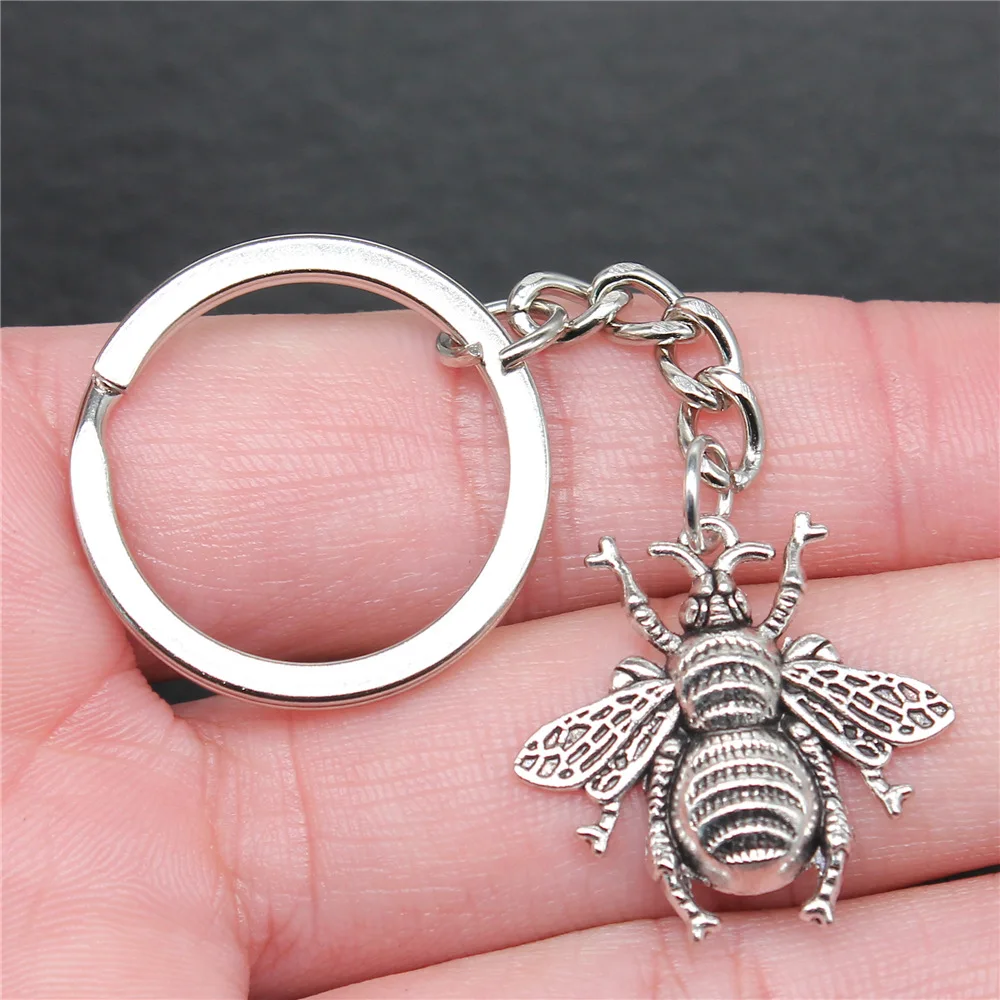 Souvenirs Gift Men Keychain 2 Colors 25x25mm Bee Pendant Keyring Dropshipping