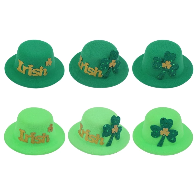 652F Shamrock Hat Hairpin Clovers Hat Decoration Hair Clip Green Hat Hairpin for Festives Celebrations and Everyday Wear