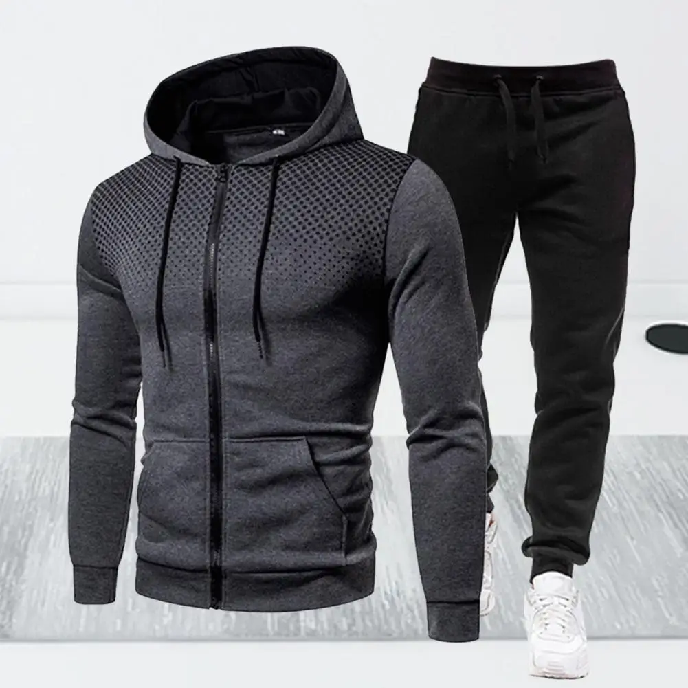 

Новинка Осень/Зима 2024, Модный комплект из толстовки и длинных брюк на молнии, мужская мода, теплый, для отдыха, фитнеса и спорта, комплект из 2 предметов