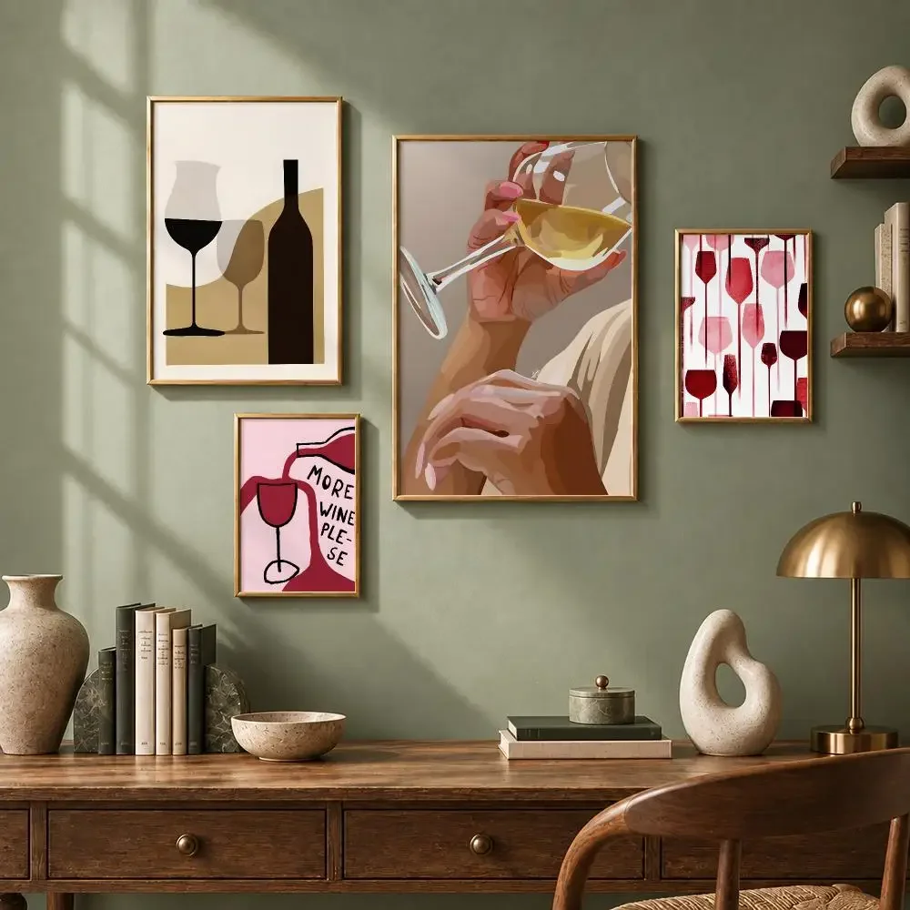 Aesthetic Wine Red Wine Glass Poster HD Self-Adhesive No Residue After Removal Ideal for All Kinds of Wall Decor