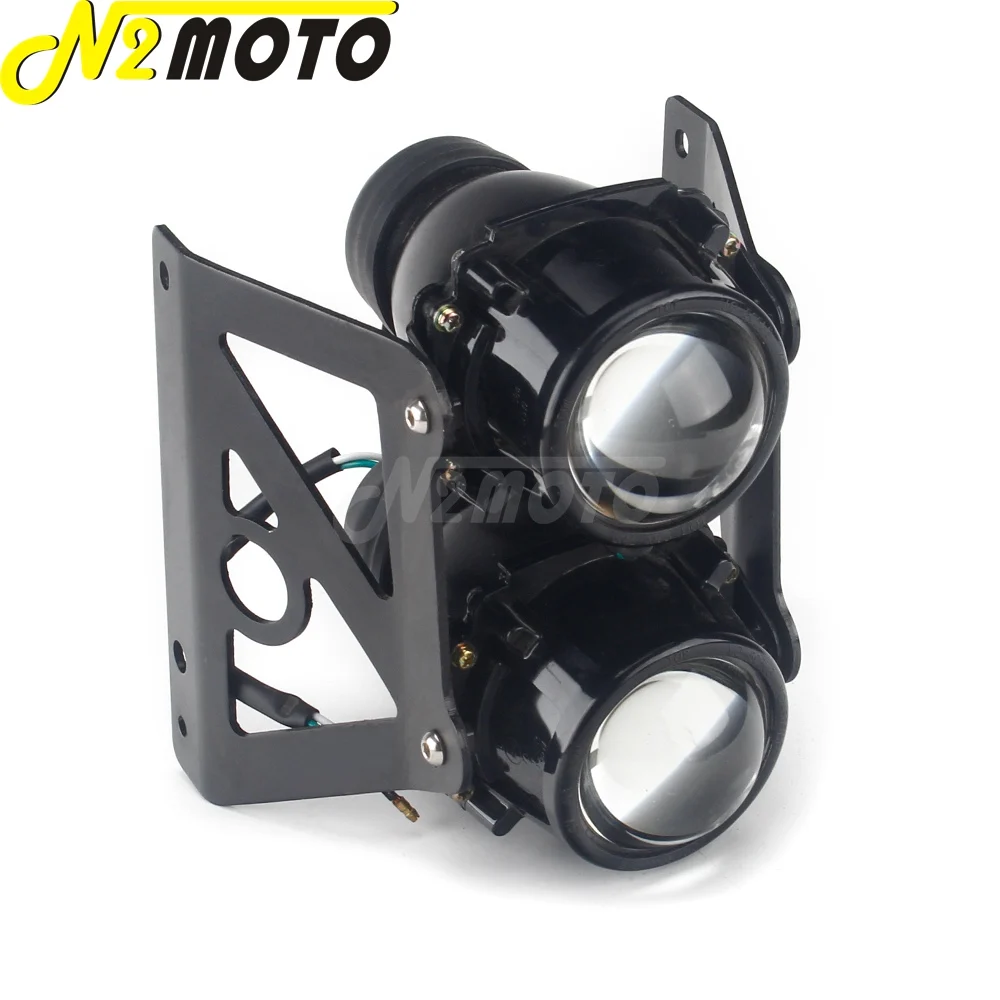 Motorcycle 55W H3 Bulbs Twin Head Lihgt Hi/Lo Beam Headlamp For MadAss 50 125 500 KIKASS 125 Street Bike Projector Headlight