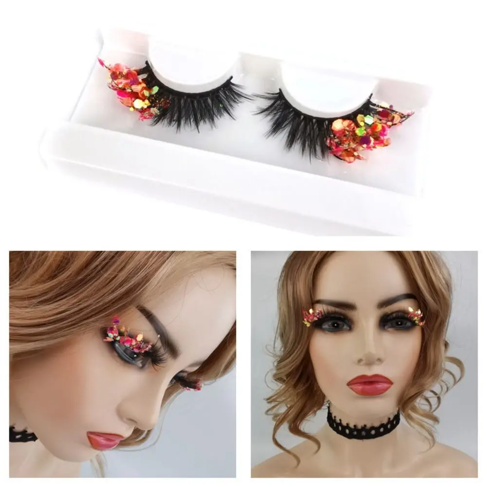 

False Eyelashes Makeup Glitter False Eyelashes Fluffy Colorful Lashes Extension Sequin Shiny Luminous False Eyelashes Women