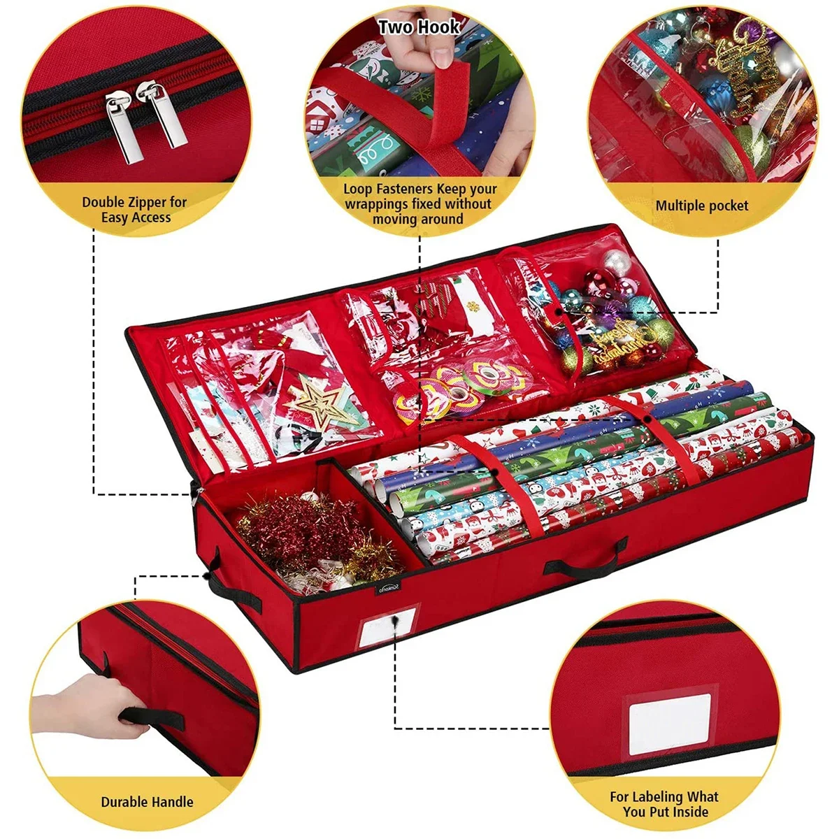 Aufbewahrungstasche für Geschenkpapier, wasserdicht, für Weihnachtsgeschenkpapier, Organizer, Tasche, großes Fassungsvermögen, Behälterbox für Verpackungszubehör