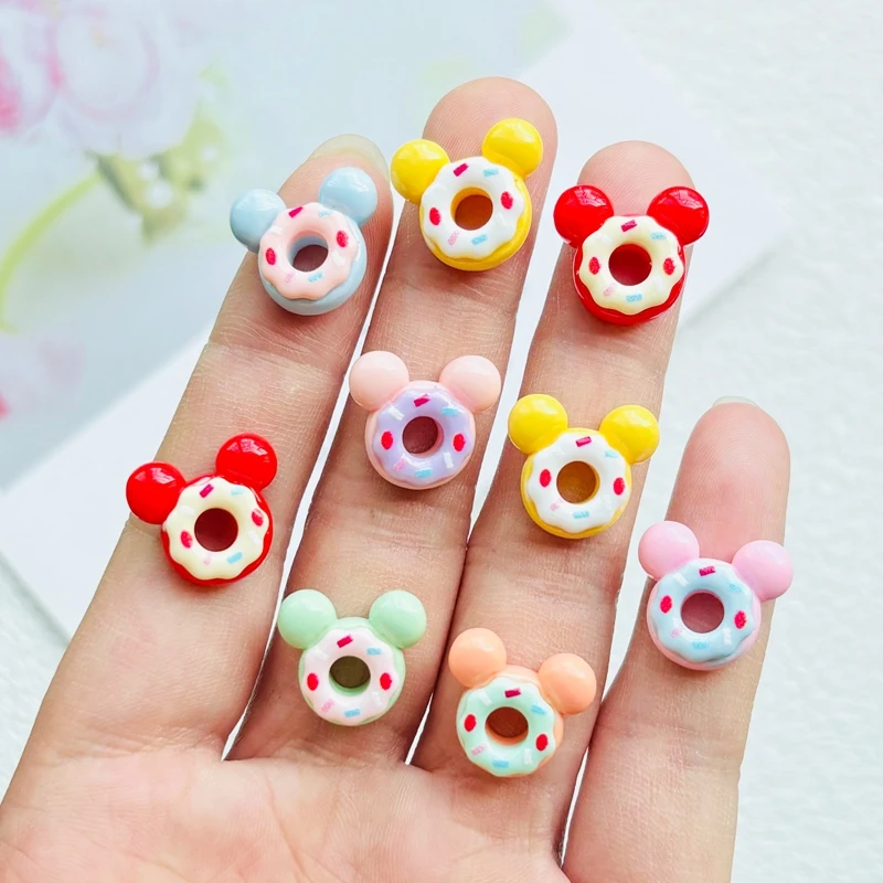 20 Pcs New Lovely Mini Cartoon Simulation Creamy Doughnuts Resin Scrapbook Diy Jewellery Hairpin Accessories Decorate Craft