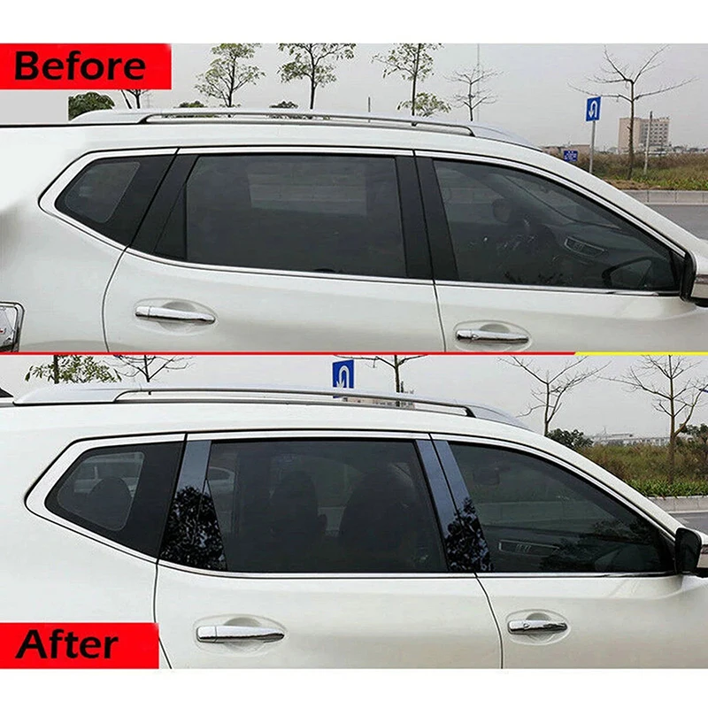 8PCS Set Door Side Window Pillar Posts Cover Trim Decal Stickers Fits For Nissan X-Trail T32 2014-2020 2019 2018 2017 2016 2015