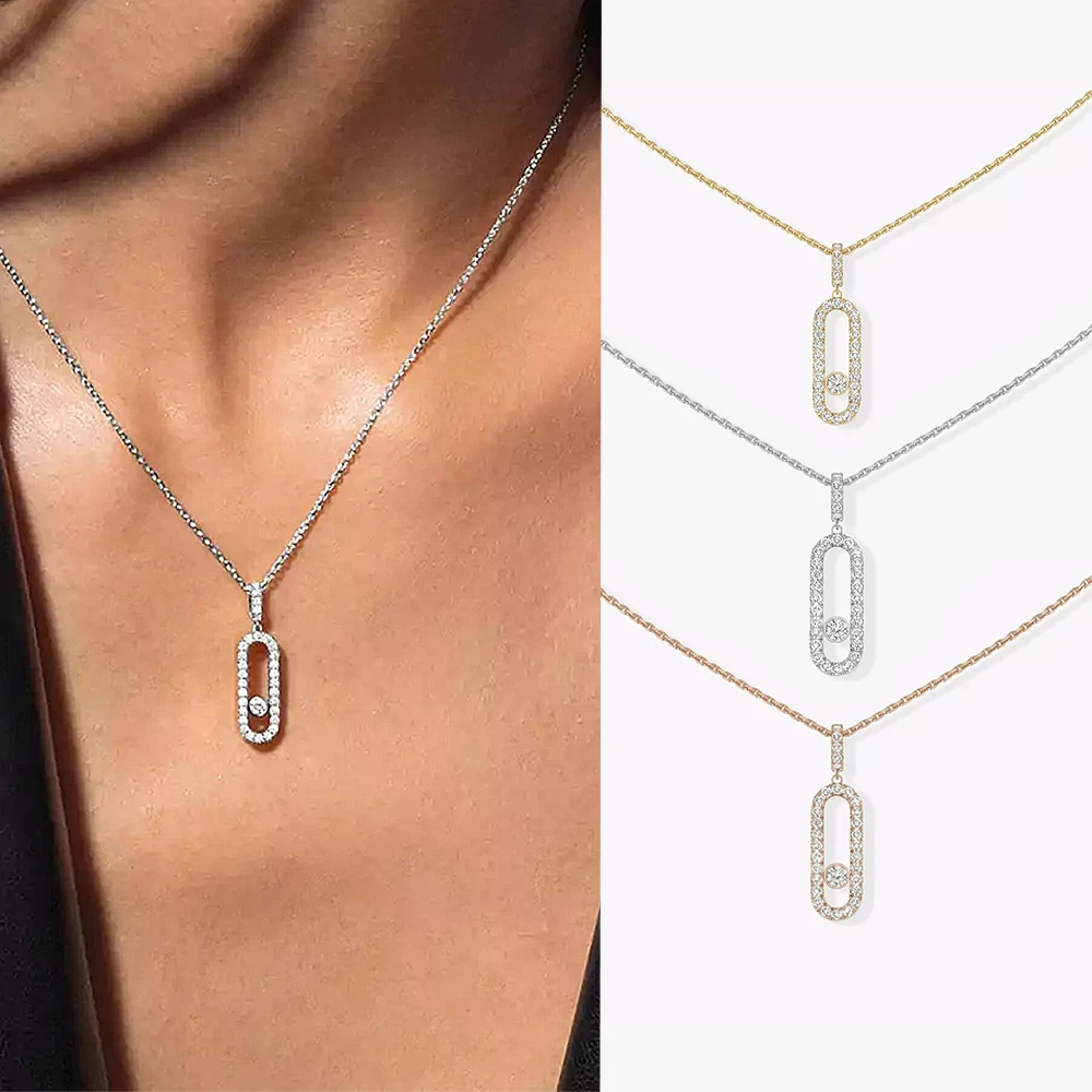 New French S925 sterling silver necklace, fashion brand Messica, luxurious women's necklace, mobile diamond, high-quality gift