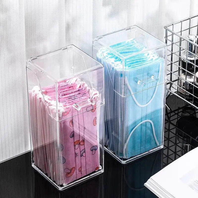 1 Transparent Mask Storage Box With Lid, Dust-proof Mask Box, Makeup Brush Storage Box