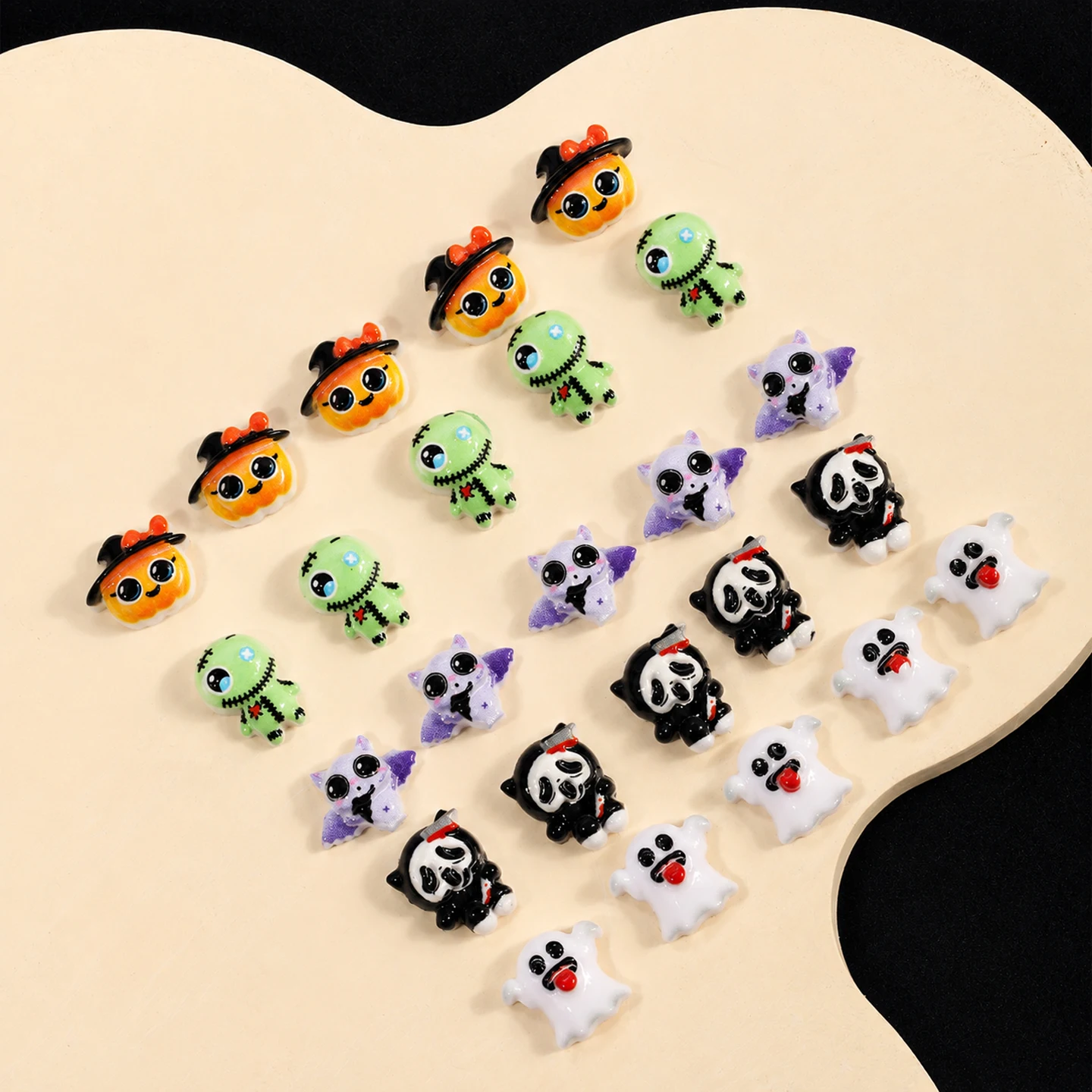 25/50Pcs 3D Cute Trendy Halloween Series Nail Art Charms Ghost Flat Back Resin Pumpkin Bat DIY Nails Accessories Manicure Parts