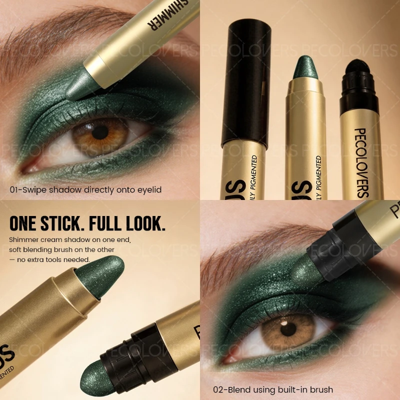 8PCS Metallic Finish Tube Eye Shadow Stick, Double Head Design, Eye Highlight, Multi-color Set, Waterproof, Sweat Proof, Smooth Texture, Easy Blending, Eye Makeup Sticks, For Daily & Party Makeup Looks