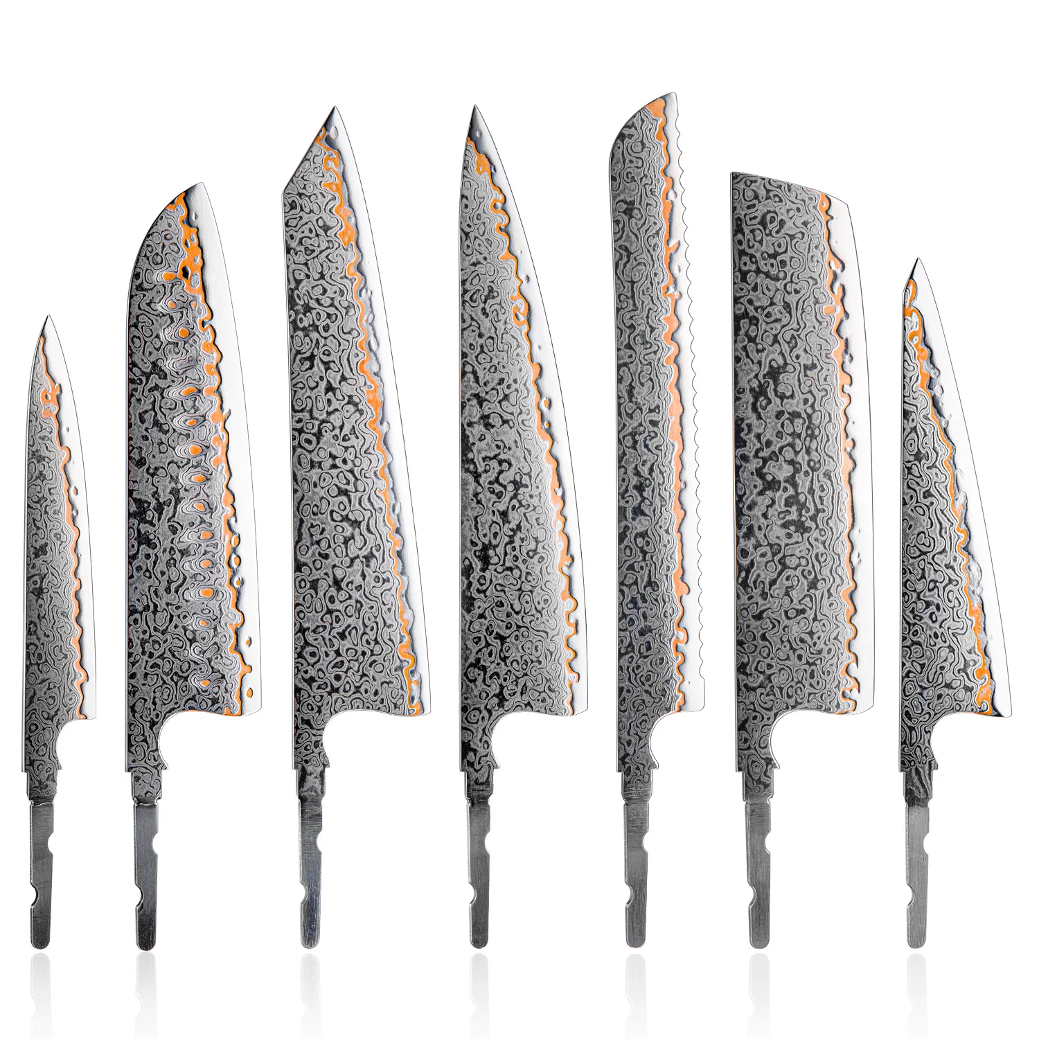 DIY Kitchen Gyuto Knife Blank Blade Chef Meat Nakiri Cutting Utility Copper Damascus Steel Net Bread Knvies Blade Without Handle