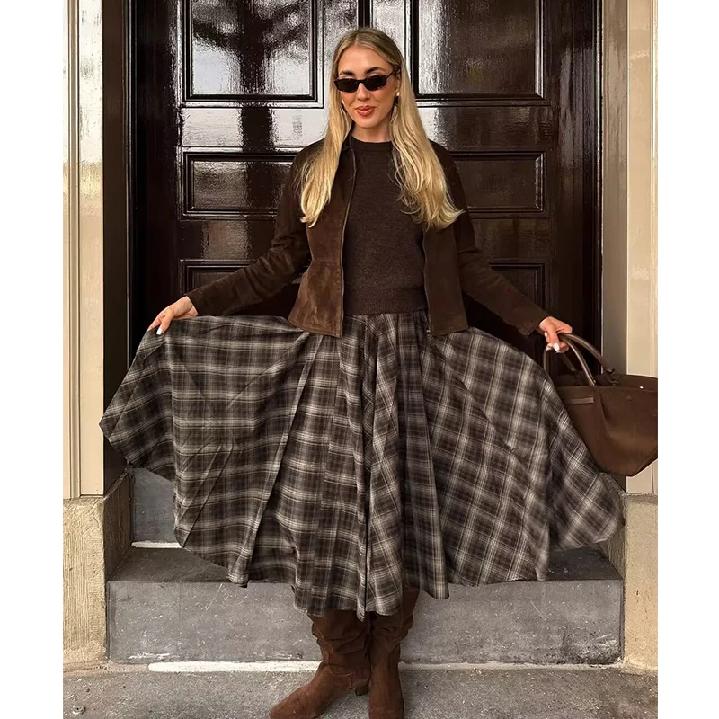 Britse mode herfstrokken dames 2025, nieuwe chique geruite hoge taille, elegante damesrokken, jeugd, straatreizen, comfortabele rokken