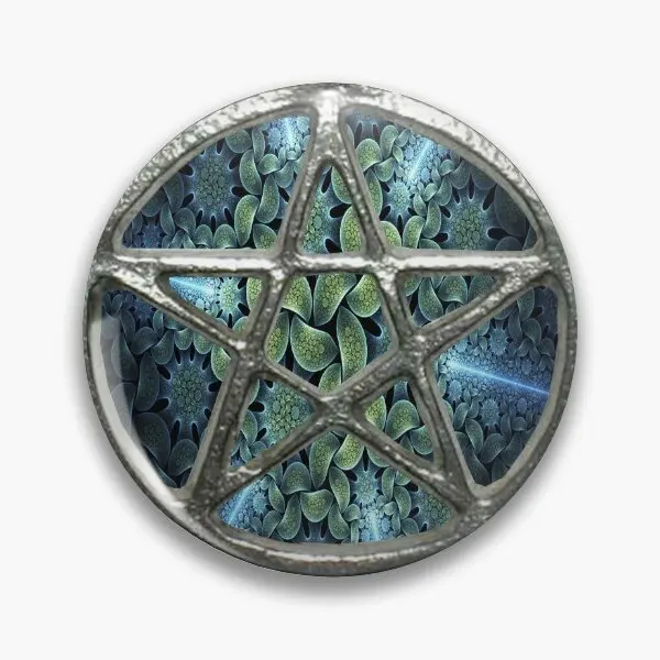 Fractal Water Pentagram Pentacle Wicca  Soft Button Pin Badge Fashion Cute Cartoon Hat Women Collar Lapel Pin Brooch Funny Decor