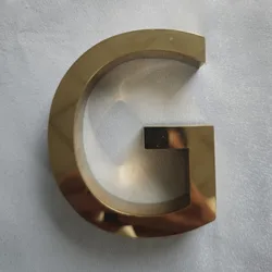 Factory Outlet Outdoor plating gold titanium stainless steel letters,golden color metal logo shop signs business name