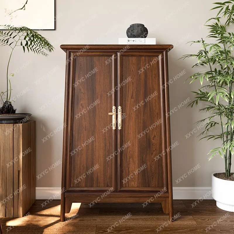 XX Chinese walnut elm locker, living room porch cabinet, storage household storage cabinet, double door side cabinet