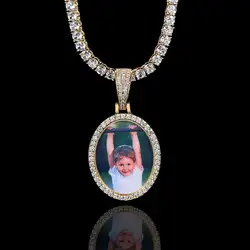 Creative Photo Necklace Personalized for Men Women Oval Shaped Silver/18K Gold Plated Custom Picture Pendant Memorial