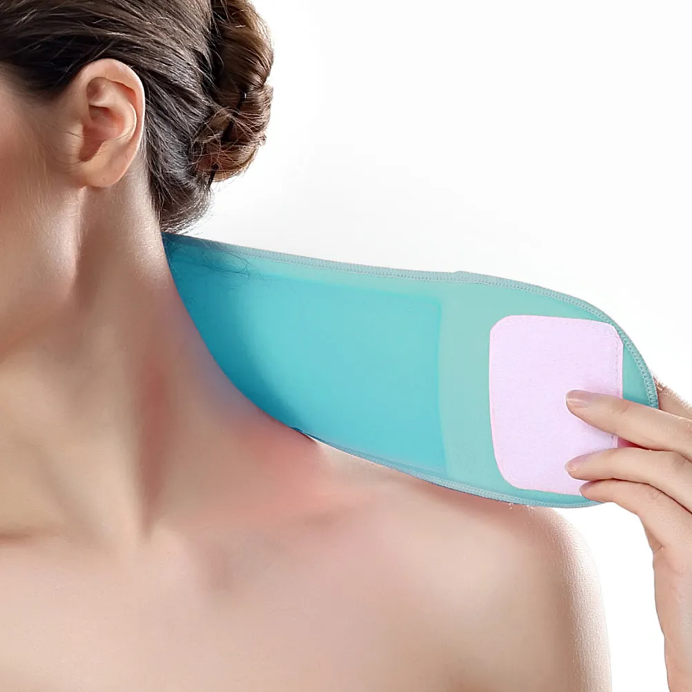 Gel Neck Wrap Moisturizing Mask Blue Soft Neck Care Wrap for Treatment Fashionable Hook Loop Closure