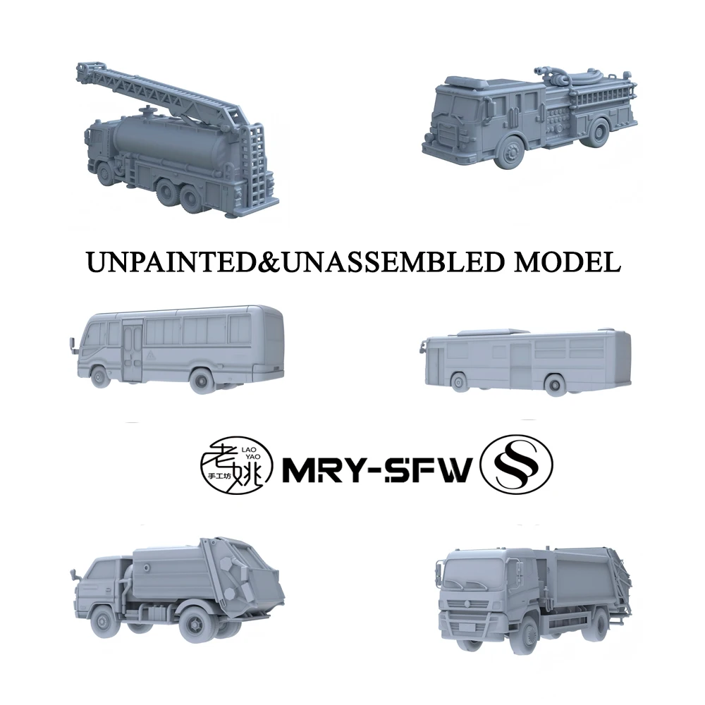 1/160 3D Printed Fire Engine Ambulance Patrol Police Off Poad Armored Vehicle Fire Escape Bus Snowplow Garbage Truck City Car